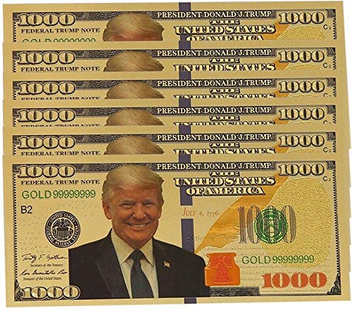 Trump Banknote 1000 Dollar Donald Trump Bill Banknote 24k Gold Coated Donald Trump ...